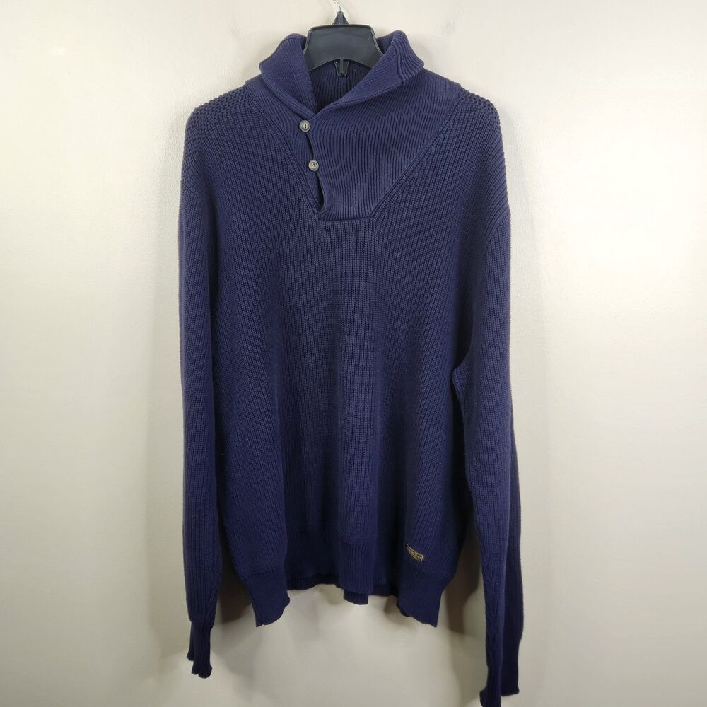 Polo Ralph Lauren Mens Vintage Long Sleeve Shawl Collar Cotton Knit Sweater XXL
